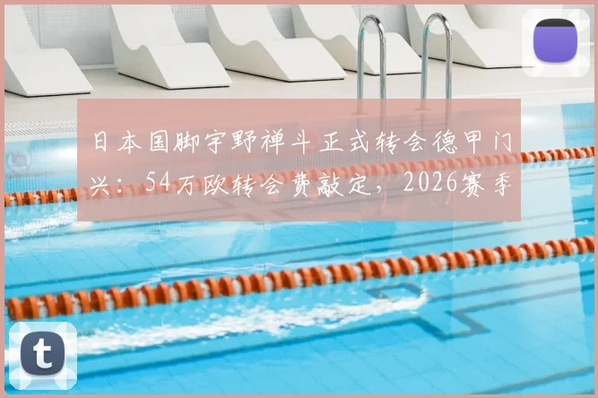 日本国脚宇野禅斗正式转会德甲门兴：54万欧转会费敲定，2026赛季中场新援前瞻